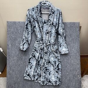 Robert Graham Men's Bath Robe Floral Skulls Size Small Polyester Blue Multicolor